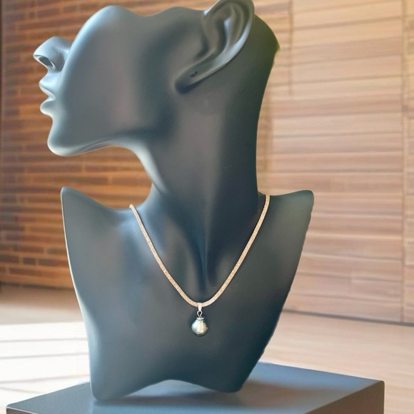 Jewelry - Genuine  SouthSea Pearl Baroque Necklace 12.3mm Peacock Stainless Steel